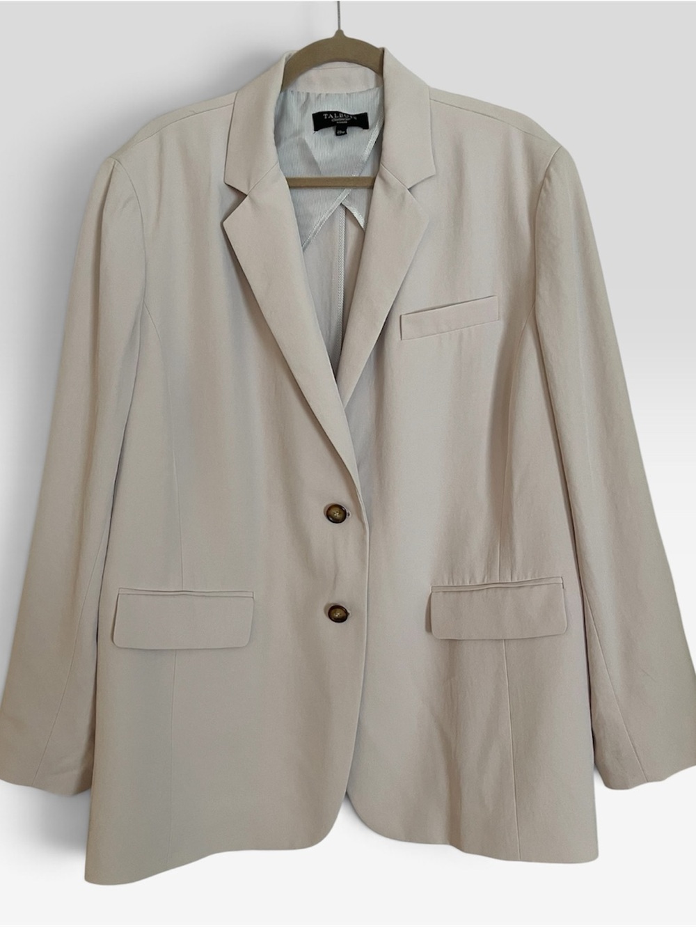 Talbots Plus Size Cream Blazer 20W Tailored Two Button Jacket
